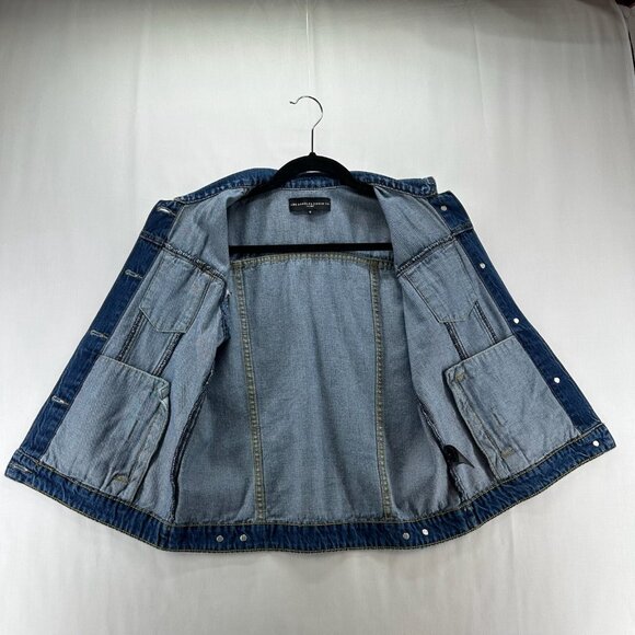 Los Angeles Denim Co Vest Womens S Harley Trucker Utility Button Up Fringed Blue - Picture 2 of 9